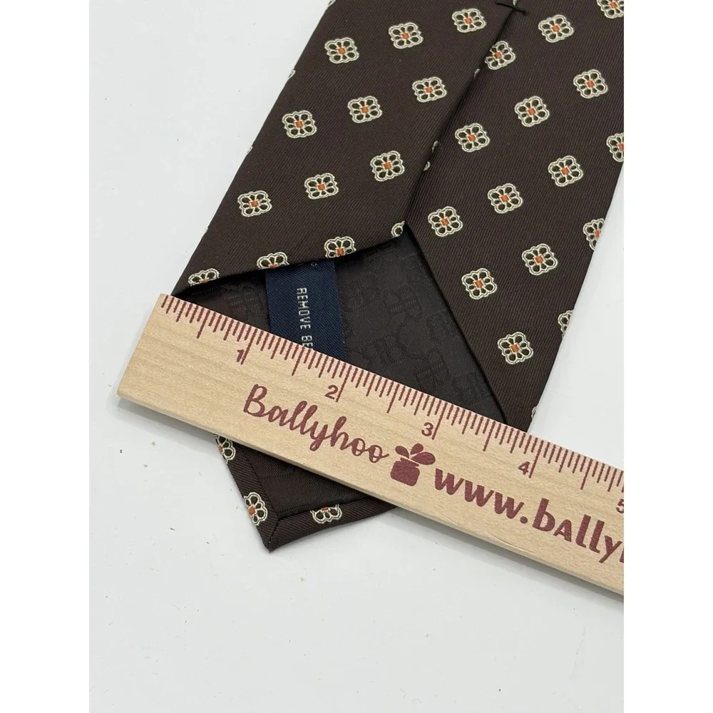 VTG Banana Republic‎ Tie 100% Italian Silk Floral Medallion Brown 56